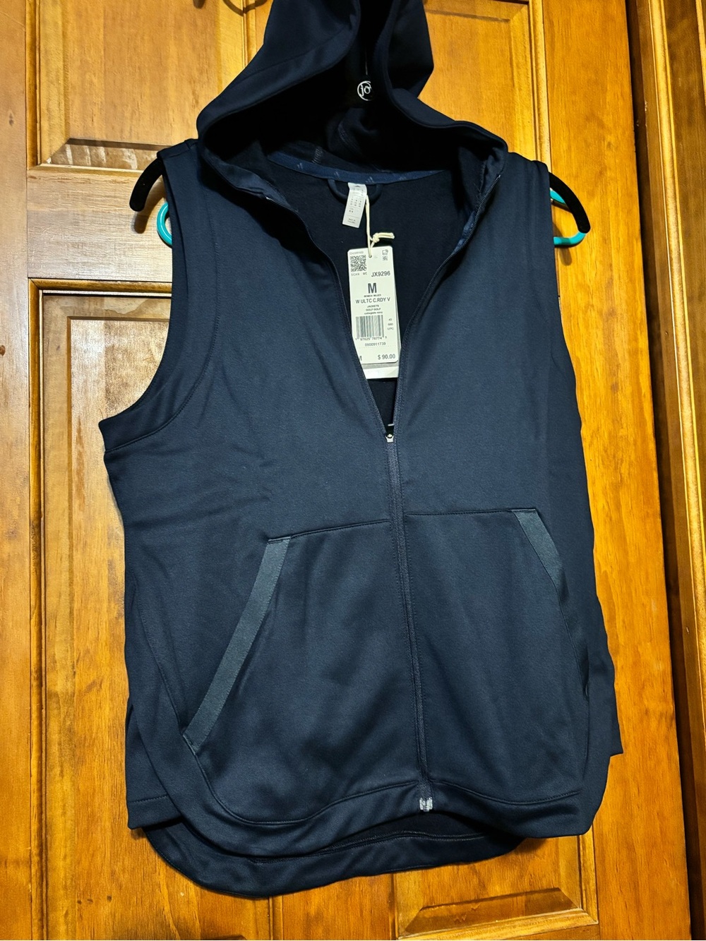 adidas Navy Sleeveless Hoodie Vest